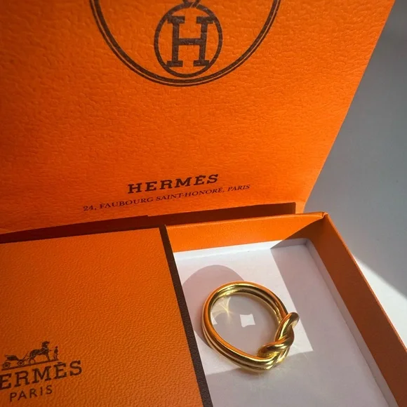 Hermès Gold Enchaînée Scarf Ring with Box and bag Chaîne d’Ancre scarf ring - Picture 10 of 14